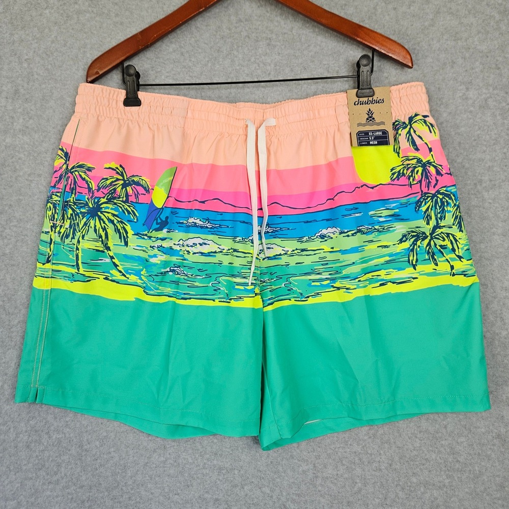 Chubbies The Coastals 5.5" Classic Swim Trunks Mens XXL Neon Tropical Sunset New